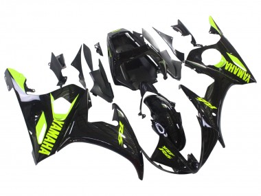 Preisgünstige Yamaha YZF R6S Motorrad Verkleidung 2006-2009 - Glanzendes Schwarz Neon Gelb