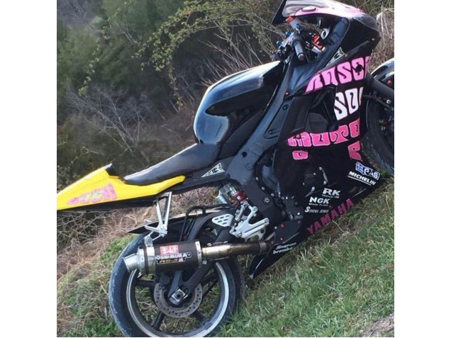 Preisgünstige Yamaha YZF R6 Motorrad Verkleidung 2003-2004 - Gelb Rosa Glanzendes Schwarz Rossi Repsol 46