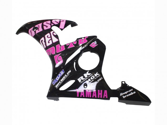 Preisgünstige Yamaha YZF R6 Motorrad Verkleidung 2003-2004 - Gelb Rosa Glanzendes Schwarz Rossi Repsol 46