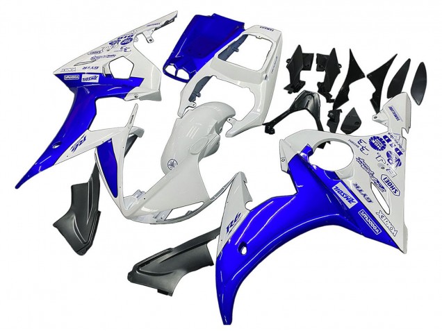 Preisgünstige Yamaha YZF R6 Motorrad Verkleidung 2003-2004 - Weiss Blau GYTR
