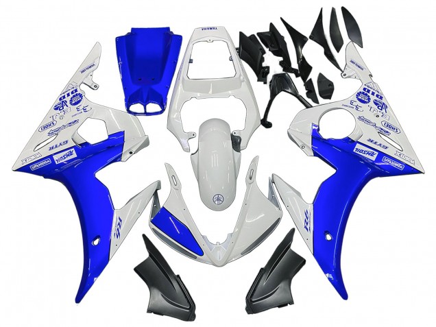Preisgünstige Yamaha YZF R6 Motorrad Verkleidung 2003-2004 - Weiss Blau GYTR