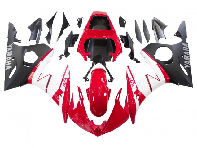 Preisgünstige Yamaha YZF R6S Motorrad Verkleidung 2006-2009 - Rot Weiss Matt Schwarz