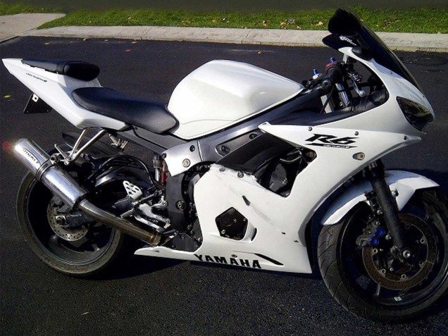 Preisgünstige Yamaha YZF R6 Motorrad Verkleidung 2003-2004 - Weiss Schwarz Aufkleber