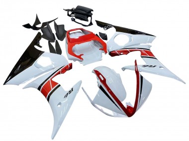 Preisgünstige Yamaha YZF R6 Motorrad Verkleidung 2003-2004 - Weiss Rot Glanzendes Schwarz