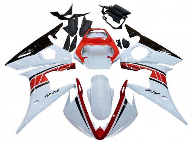 Preisgünstige Yamaha YZF R6 Motorrad Verkleidung 2003-2004 - Weiss Rot Glanzendes Schwarz
