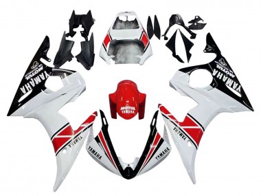 Preisgünstige Yamaha YZF R6 Motorrad Verkleidung 2003-2004 - Weiss Rot Glanzendes Schwarz Motul