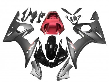 Preisgünstige Yamaha YZF R6 Motorrad Verkleidung 2003-2004 - Rot Glanzendes Schwarz Matt Schwarz