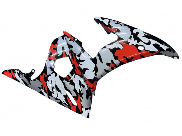 Preisgünstige Yamaha YZF R6 Motorrad Verkleidung 2003-2004 - Schwarz Rot Grau Camouflage