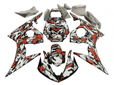 Preisgünstige Yamaha YZF R6 Motorrad Verkleidung 2003-2004 - Schwarz Rot Grau Camouflage