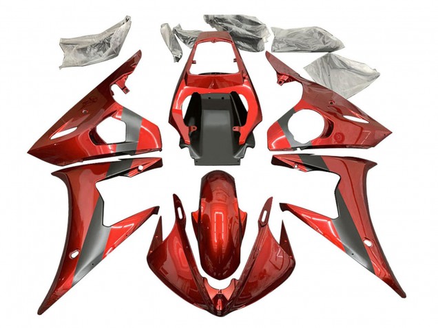 Preisgünstige Yamaha YZF R6 Motorrad Verkleidung 2003-2004 - Rot Matt Schwarz