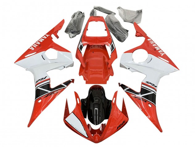 Preisgünstige Yamaha YZF R6S Motorrad Verkleidung 2006-2009 - Rot Weiss Schwarz