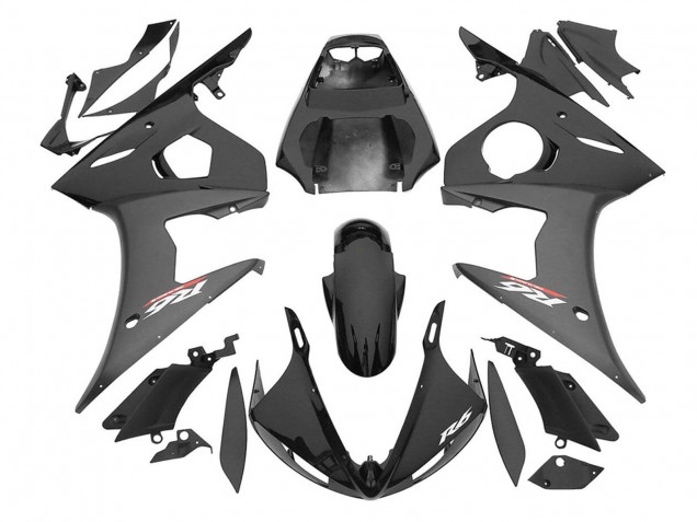 Preisgünstige Yamaha YZF R6S Motorrad Verkleidung 2006-2009 - Glanzendes Schwarz Matt Schwarz