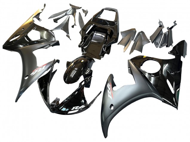 Preisgünstige Yamaha YZF R6 Motorrad Verkleidung 2003-2004 - Glanzendes Schwarz Matt Schwarz Gold Chameleon