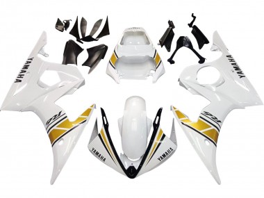Preisgünstige Yamaha YZF R6S Motorrad Verkleidung 2006-2009 - Weiss Gold