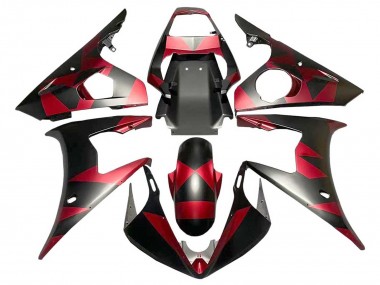 Preisgünstige Yamaha YZF 600 R6 Motorrad Verkleidung 2005 - Matt Schwarz Rot Geometric