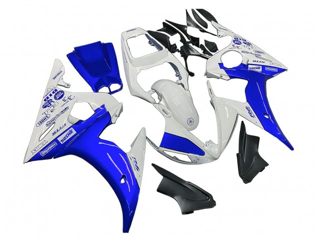 Preisgünstige Yamaha YZF 600 R6 Motorrad Verkleidung 2005 - Weiss Blau Yamalube