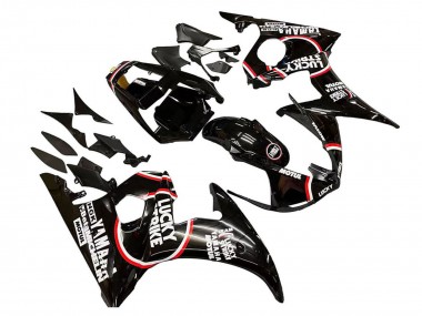 Preisgünstige Yamaha YZF 600 R6 Motorrad Verkleidung 2005 - Glanzendes Schwarz Weiss Lucky Strike Motul