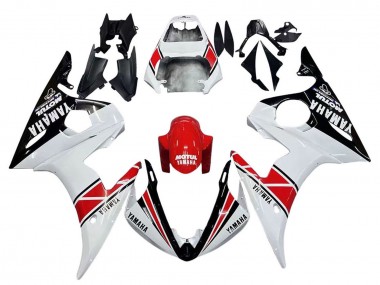 Preisgünstige Yamaha YZF 600 R6 Motorrad Verkleidung 2005 - Weiss Schwarz Rot Motul