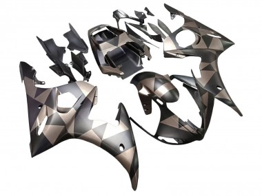 Preisgünstige Yamaha YZF 600 R6 Motorrad Verkleidung 2005 - Matt Schwarz Grau Geometric