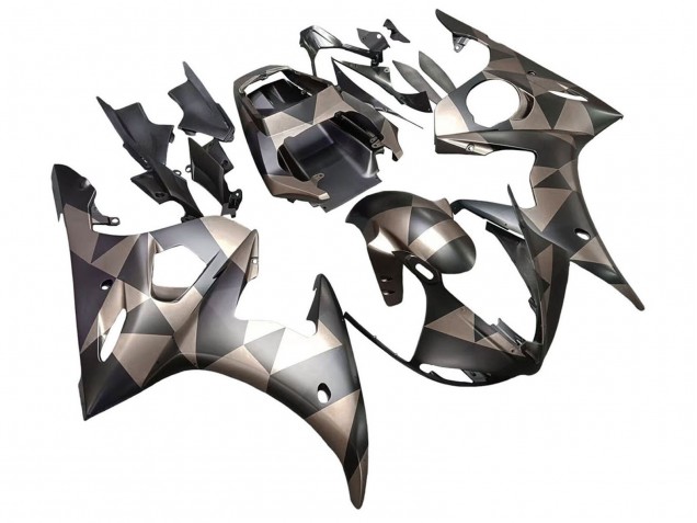 Preisgünstige Yamaha YZF 600 R6 Motorrad Verkleidung 2005 - Matt Schwarz Grau Geometric