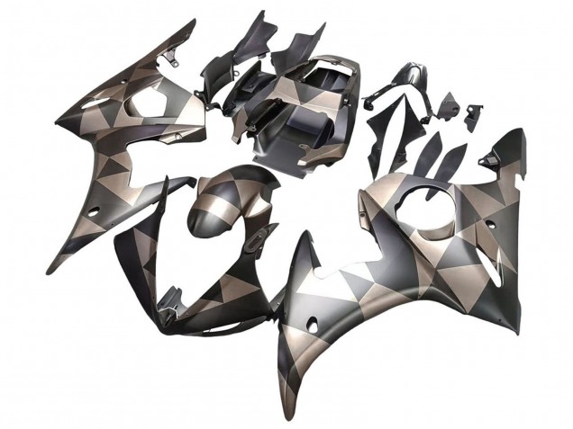 Preisgünstige Yamaha YZF 600 R6 Motorrad Verkleidung 2005 - Matt Schwarz Grau Geometric