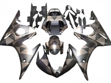 Preisgünstige Yamaha YZF 600 R6 Motorrad Verkleidung 2005 - Matt Schwarz Grau Geometric
