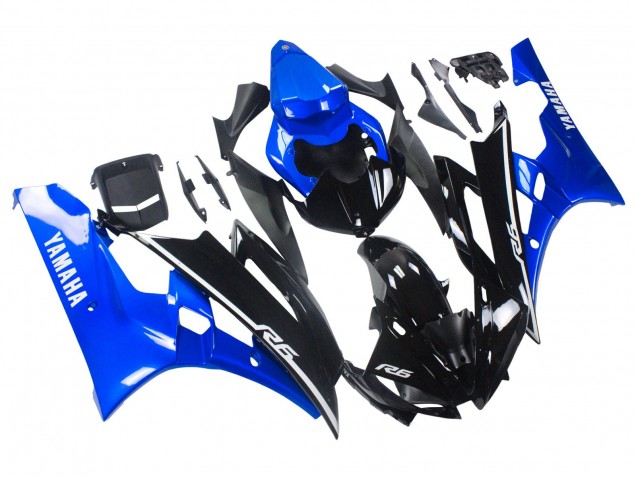 Preisgünstige Yamaha YZF 600 R6 Motorrad Verkleidung 2006-2007 - Blau Glanzendes Schwarz