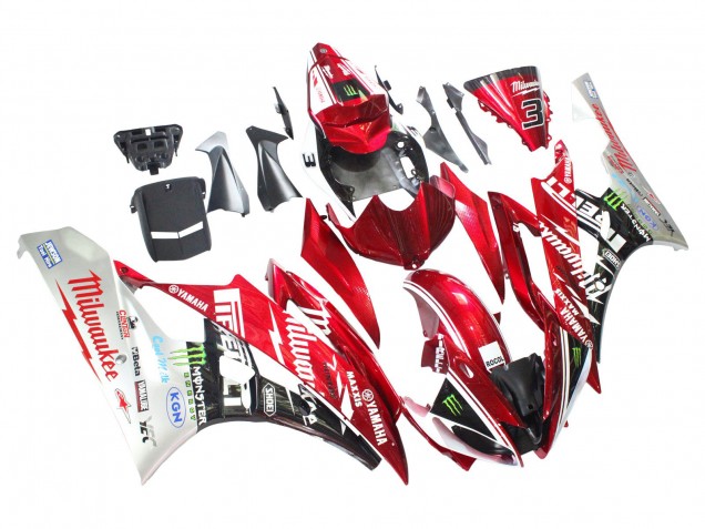 Preisgünstige Yamaha YZF 600 R6 Motorrad Verkleidung 2006-2007 - Weiss Rot Schwarz Grun Monster Milwaukee