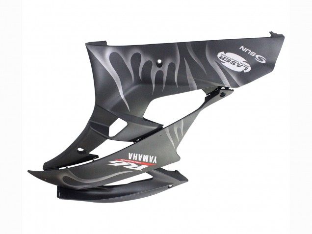Preisgünstige Yamaha YZF 600 R6 Motorrad Verkleidung 2006-2007 - Matt Schwarz Silber Flamme