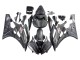 Preisgünstige Yamaha YZF 600 R6 Motorrad Verkleidung 2006-2007 - Matt Schwarz Silber Flamme