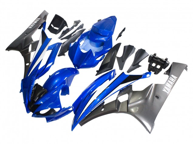 Preisgünstige Yamaha YZF 600 R6 Motorrad Verkleidung 2006-2007 - Blau Weiss Glanzendes Schwarz