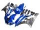 Preisgünstige Yamaha YZF 600 R6 Motorrad Verkleidung 2006-2007 - Blau Weiss Glanzendes Schwarz