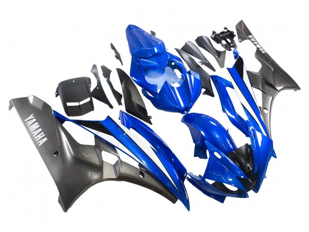 Preisgünstige Yamaha YZF 600 R6 Motorrad Verkleidung 2006-2007 - Blau Weiss Glanzendes Schwarz