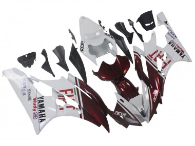 Preisgünstige Yamaha YZF 600 R6 Motorrad Verkleidung 2006-2007 - Weiss Kastanienbraun Rot Fiat Acer Yamalube