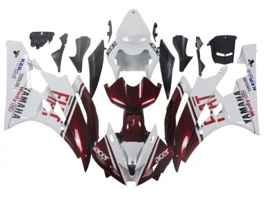 Preisgünstige Yamaha YZF 600 R6 Motorrad Verkleidung 2006-2007 - Weiss Kastanienbraun Rot Fiat Acer Yamalube