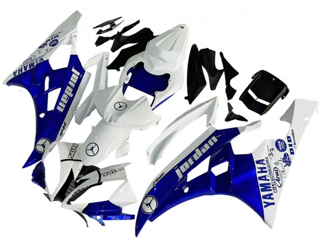 Preisgünstige Yamaha YZF 600 R6 Motorrad Verkleidung 2006-2007 - Weiss Blau Jordan