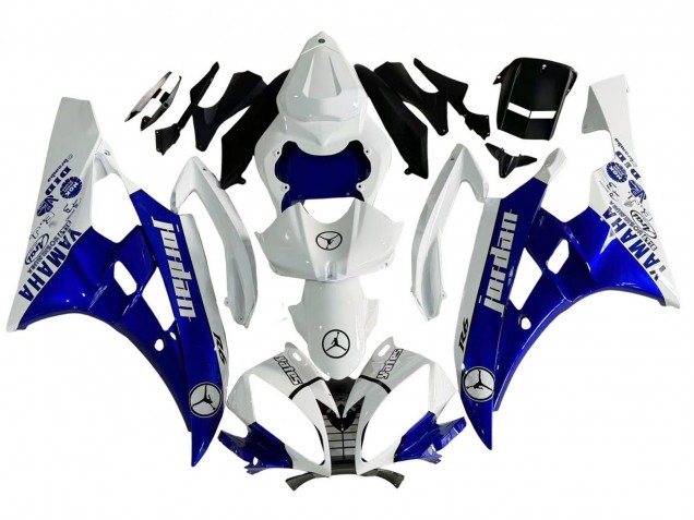 Preisgünstige Yamaha YZF 600 R6 Motorrad Verkleidung 2006-2007 - Weiss Blau Jordan