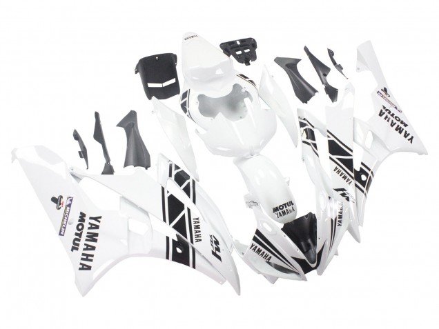 Preisgünstige Yamaha YZF 600 R6 Motorrad Verkleidung 2006-2007 - Weiss Glanzendes Schwarz Motul Michelin
