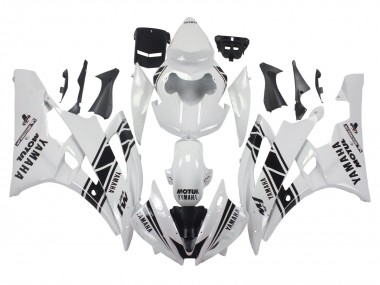 Preisgünstige Yamaha YZF 600 R6 Motorrad Verkleidung 2006-2007 - Weiss Glanzendes Schwarz Motul Michelin