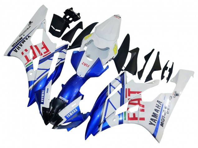 Preisgünstige Yamaha YZF 600 R6 Motorrad Verkleidung 2006-2007 - Weiss Blau Rot Fiat Motul Michelin