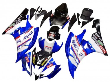 Preisgünstige Yamaha YZF 600 R6 Motorrad Verkleidung 2006-2007 - Weiss Blau Schwarz Fimer Volvo Yamalube Sterilgarda