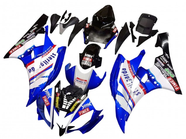 Preisgünstige Yamaha YZF 600 R6 Motorrad Verkleidung 2006-2007 - Weiss Blau Schwarz Fimer Volvo Yamalube Sterilgarda