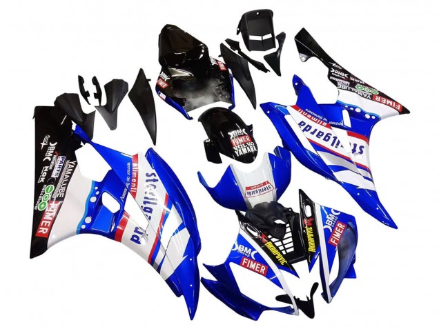 Preisgünstige Yamaha YZF 600 R6 Motorrad Verkleidung 2006-2007 - Weiss Blau Schwarz Fimer Volvo Yamalube Sterilgarda