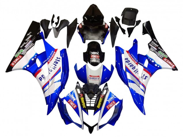 Preisgünstige Yamaha YZF 600 R6 Motorrad Verkleidung 2006-2007 - Weiss Blau Schwarz Fimer Volvo Yamalube Sterilgarda