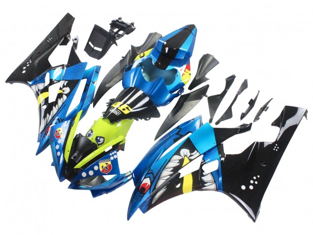 Preisgünstige Yamaha YZF 600 R6 Motorrad Verkleidung 2006-2007 - Blau Neon Grun Schwarz Hai