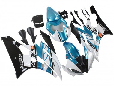 Preisgünstige Yamaha YZF 600 R6 Motorrad Verkleidung 2006-2007 - Weiss Blau Schwarz Semakin Didepan ENEOS