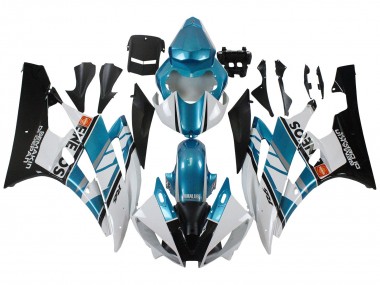 Preisgünstige Yamaha YZF 600 R6 Motorrad Verkleidung 2006-2007 - Weiss Blau Schwarz Semakin Didepan ENEOS
