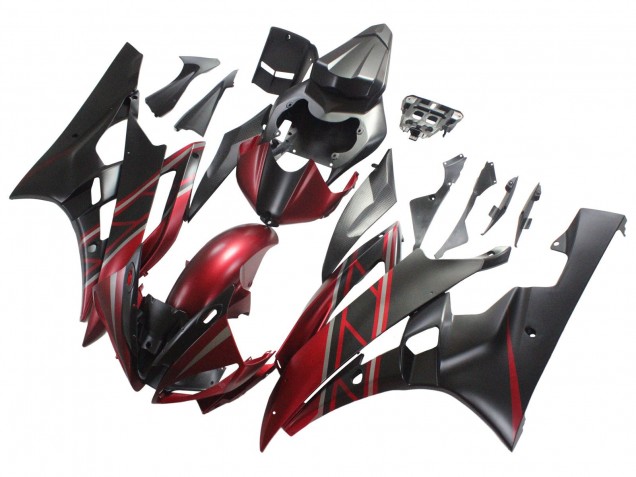 Preisgünstige Yamaha YZF 600 R6 Motorrad Verkleidung 2006-2007 - Rot Matt Schwarz