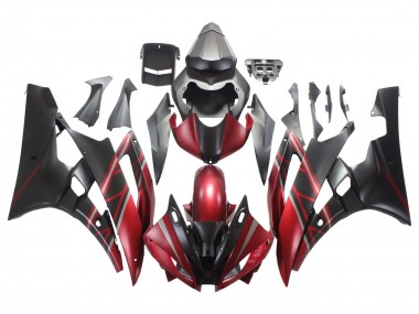 Preisgünstige Yamaha YZF 600 R6 Motorrad Verkleidung 2006-2007 - Rot Matt Schwarz