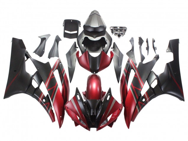 Preisgünstige Yamaha YZF 600 R6 Motorrad Verkleidung 2006-2007 - Rot Matt Schwarz
